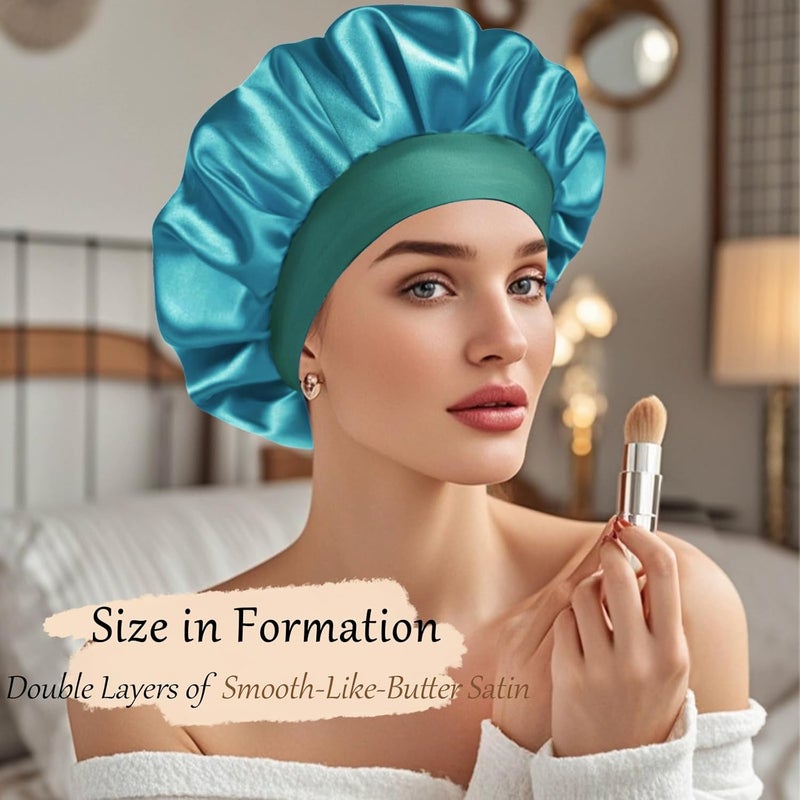 Doitory Store Satin Silk Bonnet for Sleeping, Soft Satin Lined Hair Bonnet for Women, Double Layer Sleep Nightcap - Image 4